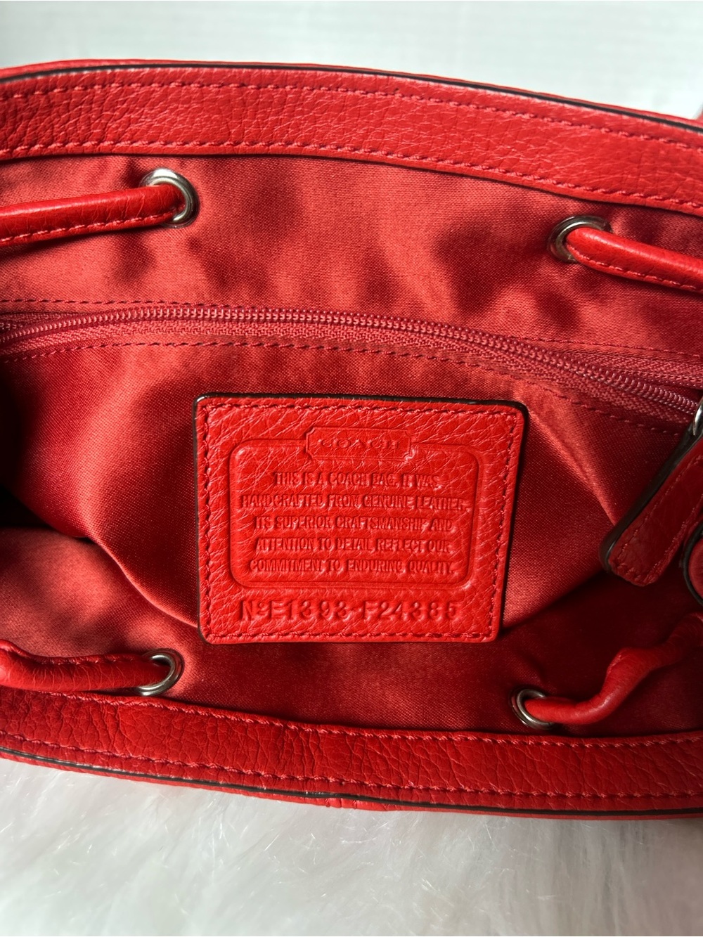 Coach Parker Red Leather Drawstring Backpack - Women Bags - Picture 7 of 8